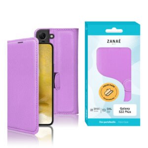 Étui folio violet ZANAÉ en similicuir pour Samsung Galaxy S22 Plus, élégant et protecteur.