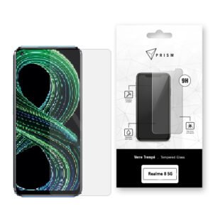 Verre trempé PRISM 9H pour Realme 8 5G avec emballage blanc élégant et moderne
