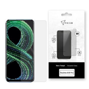 Verre trempé Prism 9H pour Realme 8 et 8 Pro, protection écran durable et élégante.