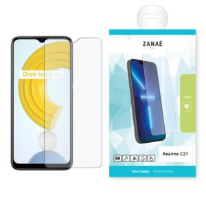 Verre trempé ZANAE transparent pour Realme C21, protection d’écran claire et résistante.