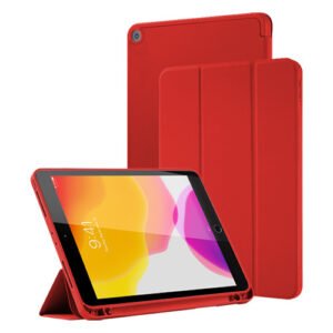 Housse iPad rouge avec support pliant intelligent et design élégant et moderne