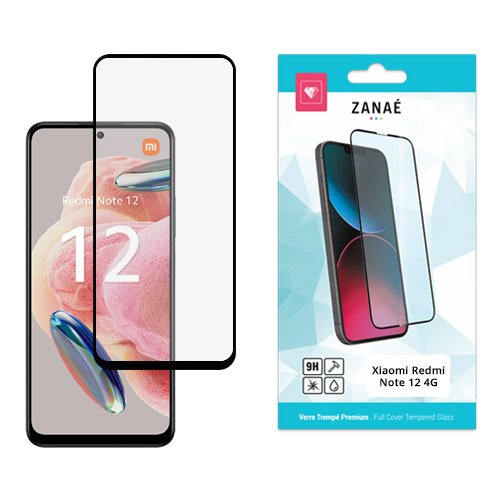 Verre trempé ZANAÉ 9H pour Xiaomi Redmi Note 12 4G avec protection d’écran complète.