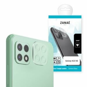 Protection d’objectif ZANAÉ en verre pour Samsung Galaxy A22 5G vert menthe.