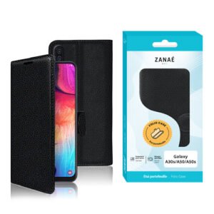 Coque portefeuille noire ZANAÉ pour Samsung Galaxy A50, A30s et A50s élégante et protectrice.