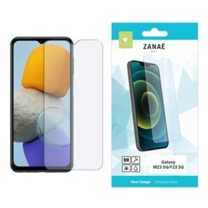 Verre trempé ZANAÉ pour Samsung Galaxy M23 et F23 5G avec emballage turquoise élégant.