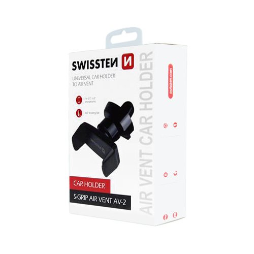 Support téléphone voiture SWISSTEN S-GRIP AV-2, fixation universelle pour grille d’aération.