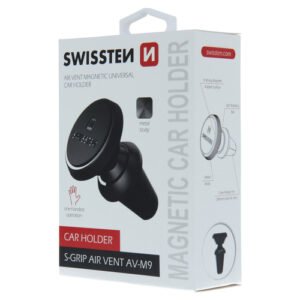 Support magnétique voiture Swissten S-Grip Air Vent AV-M9, fixation pratique sur grille d’aération.