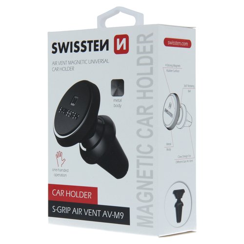 Support magnétique voiture Swissten S-Grip Air Vent AV-M9, fixation pratique sur grille d’aération.