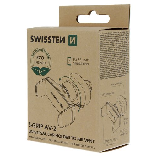 Boîte écologique Swissten S-GRIP AV-2, support voiture universel pour grille d’aération.
