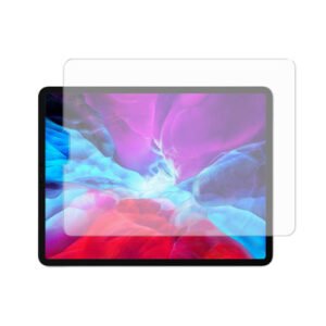 Tablette tactile HD avec écran coloré et film protecteur transparent sur fond blanc.