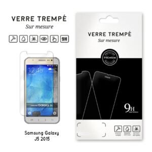 Verre trempé 9H sur mesure pour Samsung Galaxy J5 2015 avec emballage premium.