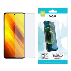 Verre trempé ZANAÉ pour smartphone avec emballage moderne et compatibilité multi‑modèles.