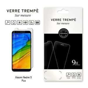 Verre trempé 9H sur mesure pour Xiaomi Redmi 5 Plus, protection écran claire et résistante.