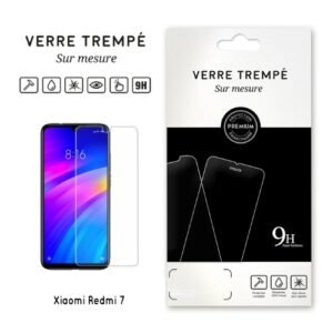 Verre trempé 9H premium pour Xiaomi Redmi 7, protection écran transparente et résistante.