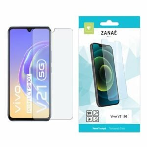 Verre trempé Zanae pour Vivo V21 5G avec emballage turquoise élégant et protection 9H.