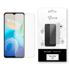 Verre trempé PRISM 9H pour Vivo Y55s 5G avec emballage blanc élégant.