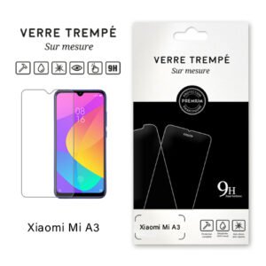 Verre trempé 9H premium pour Xiaomi Mi A3, protection d’écran transparente et anti-traces.