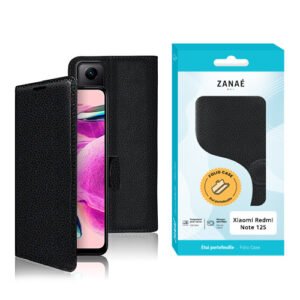 Étui folio noir ZANAÉ pour Xiaomi Redmi Note 12S avec coque protectrice élégante.