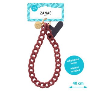 Chaîne Zanaé marron mat 40 cm avec adaptateur noir, fabrication française élégante.