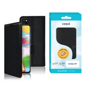 Étui folio noir ZANAÉ pour Samsung Galaxy A41, élégant, protecteur et compatible modèle.