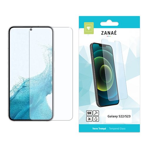 Verre trempé ZANAÉ pour Galaxy S22 S23, protection d’écran transparente et résistante 9H.