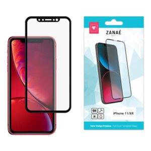 Verre trempé ZANAÉ 9H pour iPhone 11 et XR rouge avec emballage blanc et turquoise