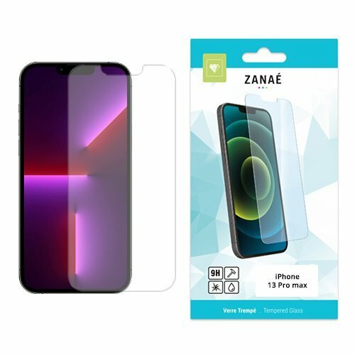 Verre trempé ZANAÉ 9H pour iPhone 13 Pro Max, protection écran claire et durable.