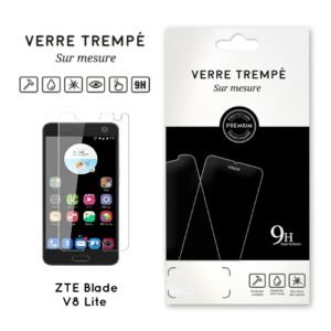 Verre trempé 9H premium pour ZTE Blade V8 Lite, protection écran transparente et résistante.