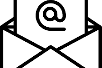 Icône d’enveloppe ouverte avec symbole @ représentant l’email et la communication numérique.