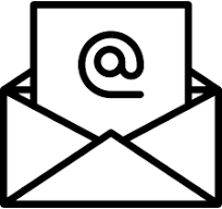 Icône d’enveloppe ouverte avec symbole @ représentant l’email et la communication numérique.