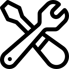 Icône clé et tournevis croisés, symbole d’outils, maintenance et réparation, design minimaliste.