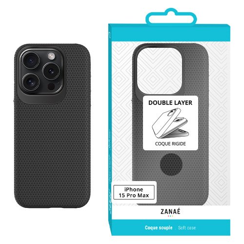 Coque Double Layer pour iPhone 15 Pro Max, Noir