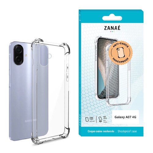 Coque Silicone transparent avec coins renforces pour Galaxy A07 4G, transparent