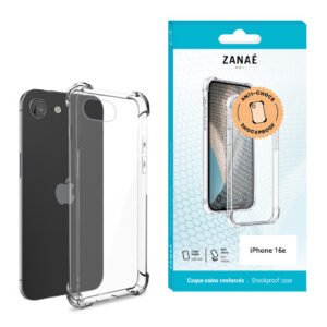 Coque Silicone transparent avec coins renforces pour iPhone 16e, Transparent