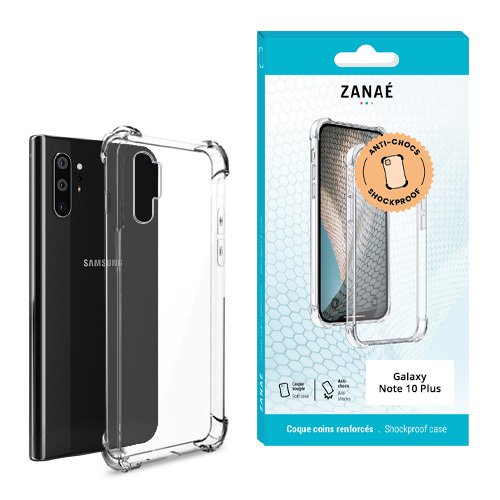 Coque Silicone transparent avec coins renforces pour Samsung Galaxy Note 10 Plus, Transparent