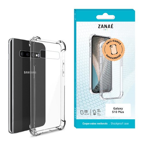 Coque Silicone transparent avec coins renforces pour Samsung Galaxy S10 Plus, Transparent