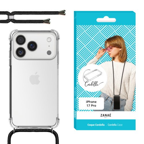 Coque Cordella avec cordon pour iPhone 17 Pro, Transparent