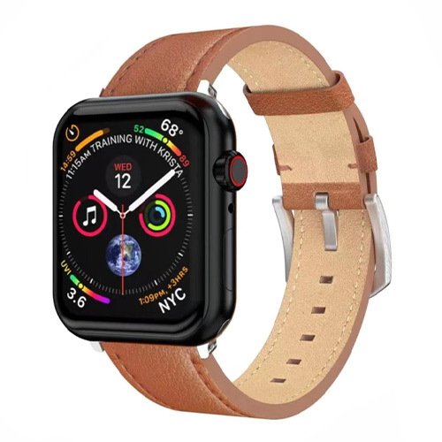 Bracelet en cuir Swissten pour Apple Watch 42 / 44 / 45 / 49 mm, Marron