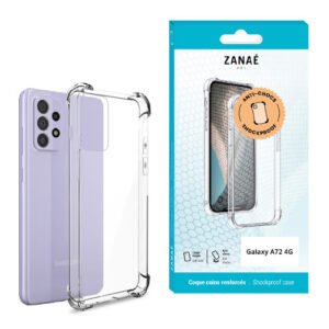Coque transparente antichoc en TPU pour Samsung Galaxy A72 4G avec angles renforcés.