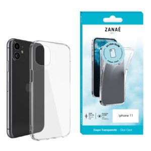 Coque iPhone 11 transparente ZANAÉ ultra fine en TPU, protection légère et élégante.