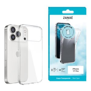 Coque transparente ultra fine ZANAÉ pour iPhone 17 Pro, protection légère et design élégant.