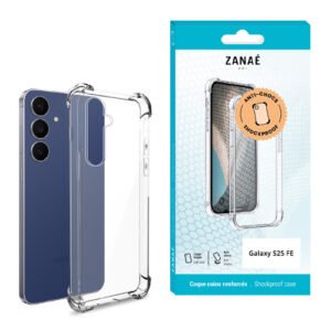 Coque transparente antichoc ZANAÉ pour Samsung Galaxy S25 FE avec angles renforcés.