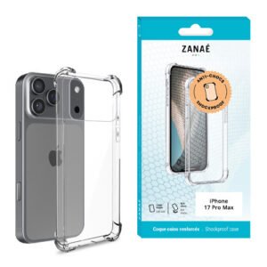 Coque transparente antichoc ZANAÉ pour iPhone 17 Pro Max avec coins renforcés et design élégant.
