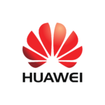 Logo Huawei rouge et noir symbolisant innovation, technologie et croissance mondiale.
