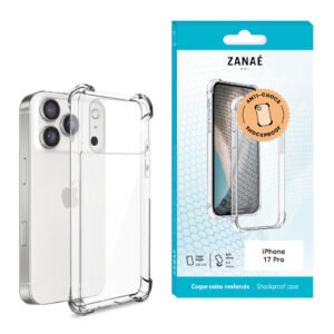 Coque transparente antichoc ZANAÉ pour iPhone 17 Pro avec protection renforcée et design élégant.