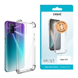 Coque transparente antichoc ZANAÉ pour Oppo A72 avec coins renforcés et design clair élégant.