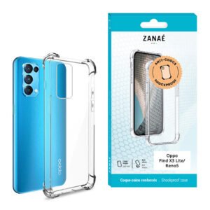 Coque transparente antichoc ZANAÉ pour Oppo Find X3 Lite avec coins renforcés protecteurs.