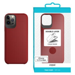 Coque rouge double couche ZANAÉ pour iPhone 12 Pro Max, design élégant et protection renforcée.