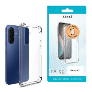 Coque transparente antichoc ZANAÉ pour Samsung Galaxy A17 avec protection coins renforcés.