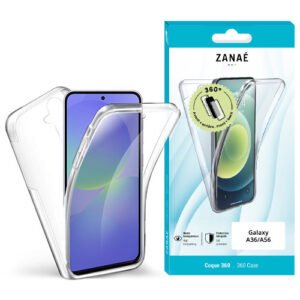 Coque transparente 360° Samsung Galaxy A36 A56 avec protection intégrale avant et arrière ZANAÉ